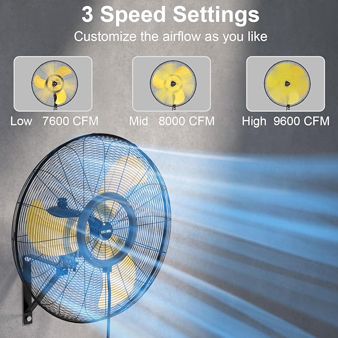 9600 CFM 30" Outdoor Wall Mount Misting Fans with 2 Pack, High Velocity 3-Speed Waterproof Professional Oscillating Wall Fan, Heavy Duty Industrial Fan for Commercial, Garage, Warehouse, UL Listed-PawvioPets