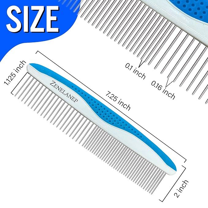 Dog Grooming Comb for Matting – Metal Dematting Comb with Stainless Steel Teeth & Non-Slip Handle (Style 1)-PawvioPets