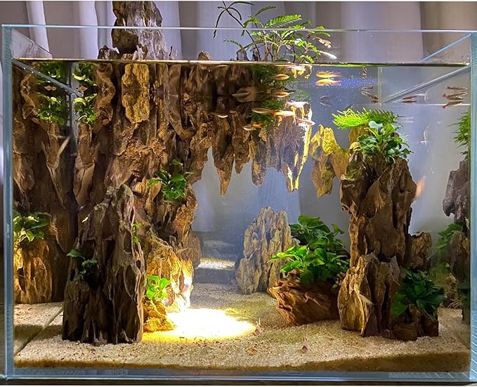 Dragon Rocks Aquarium Rock aquascaping Natural Stone Rocks Fish Tank Decor Rocks for Aquariums Landscaping Model Tank Decoration Aquarium Miniature -20Lb (2-8 inch)-PawvioPets