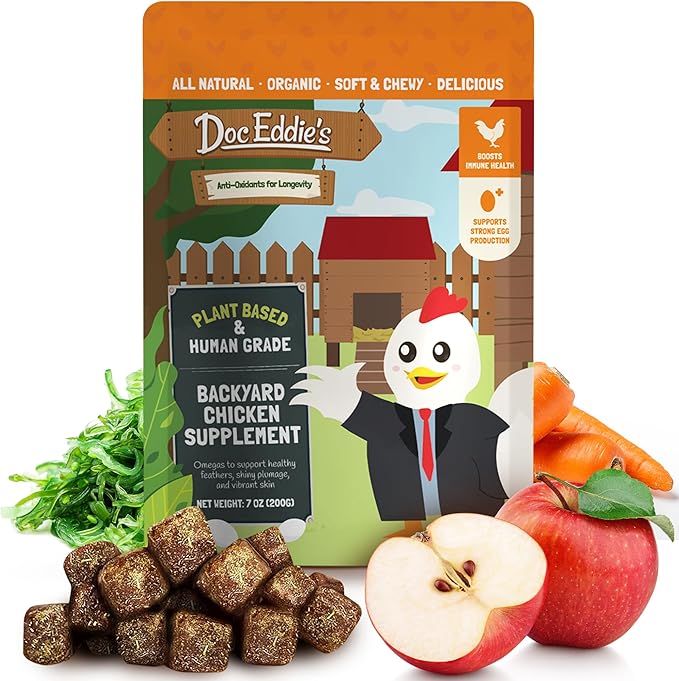 Doc Eddie’s Backyard Chicken Supplement - Plant-Based Treats for Egg Laying Hens - Poultry Feed Enrichment Made with Omega 3 Rich Algae - Essential for Immune Health, Feather Regrowth, Egg Production-PawvioPets