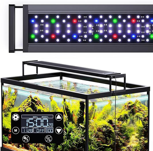 24/7 LED Aquarium Light for 24-30 Inch Fish Tank, Auto On Off with Timer, 9 Colors, Adjustable Brightness, Daylight & Moonlight Mode, Full Spectrum Fish Tank Light for Plants, 36W-PawvioPets