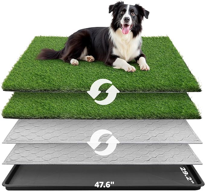 Dog Grass Large Potty Patch, Dog Litter Boxes Artificial Grass Bathroom Turf for Pet Training, Washable Puppy Pee Pad, Perfect Indoor/Outdoor Portable Potty Pet Loo-PawvioPets