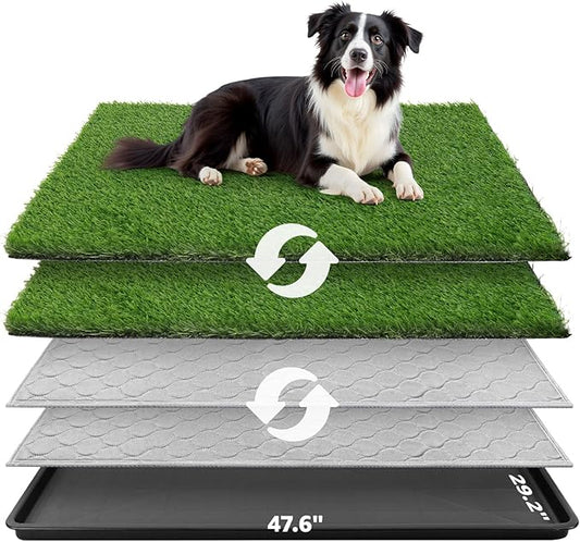 Dog Grass Large Potty Patch, Dog Litter Boxes Artificial Grass Bathroom Turf for Pet Training, Washable Puppy Pee Pad, Perfect Indoor/Outdoor Portable Potty Pet Loo-PawvioPets