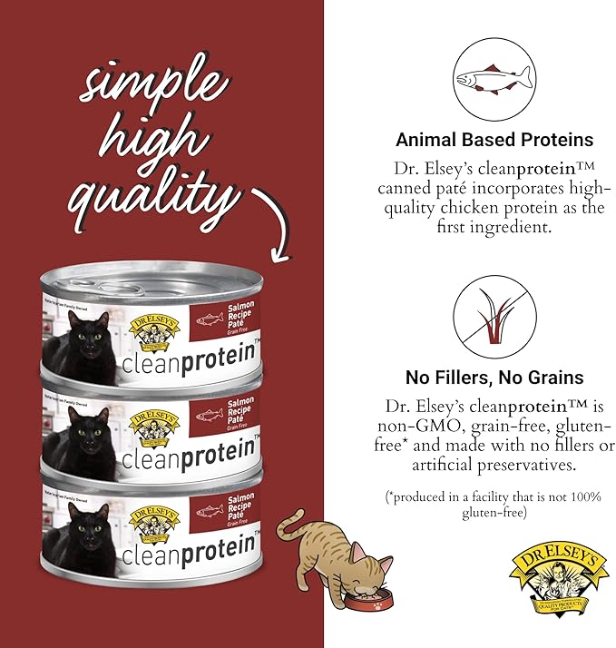 Dr. Elsey's cleanprotein Salmon Recipe Wet Cat Food, Pate 5.3 oz cans (Pack of 24)-PawvioPets