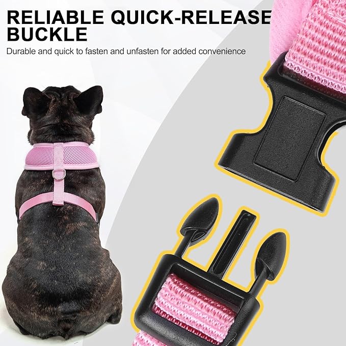 BINGPET No Pull Dog Harness,Soft Mesh Breathable All Weather Vest Harness,Safety Protection Design Durable Adjustable Step-in Easy Walk Dog Harness for Small Medium Large Dogs(LightPink,L)-PawvioPets