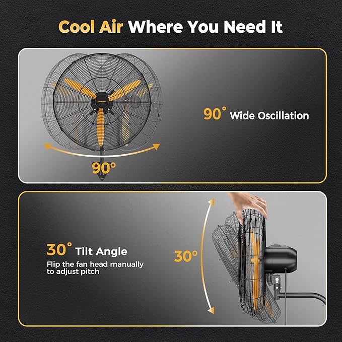 24 Inch Oscillating Misting Wall Mount Fan, Extra Long 3.9ft Wired Remote and 9.8ft Power Cord, IP44 Industrial Commercial Wall Mounted Fan for Greenhouse, Garage, Workshop, Covered Patio-PawvioPets