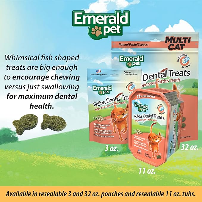 Feline Dental Treats — Tasty and Crunchy Cat Dental Treats Grain Free — Natural Dental Treats to Clean Cat Teeth, Freshen Cat Breath, and Reduce Plaque and Tartar Buildup — Salmon Treats, 11 oz-PawvioPets