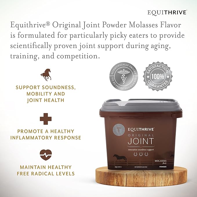 Equithrive Original Joint Supplement Powder with Resveratrol and Hyaluronic Acid for Horses, Equine Care, Molasses Flavor, 2 lbs-PawvioPets