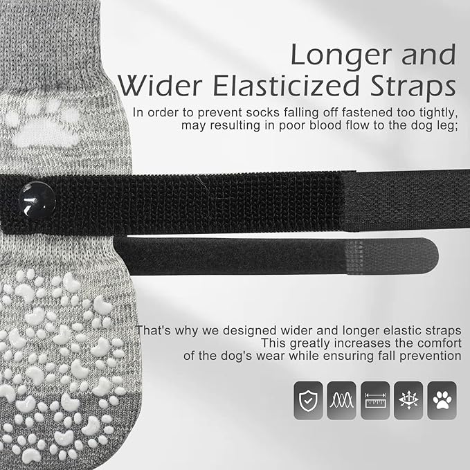 EXPAWLORER Anti Slip Dog Socks to Prevent Licking Paws, Dog Shoes for Hot Pavement, Dog Booties for Small Medium Large Senior Dogs, Traction Control Boots & Paw Protectors for Hardwood Floors-PawvioPets