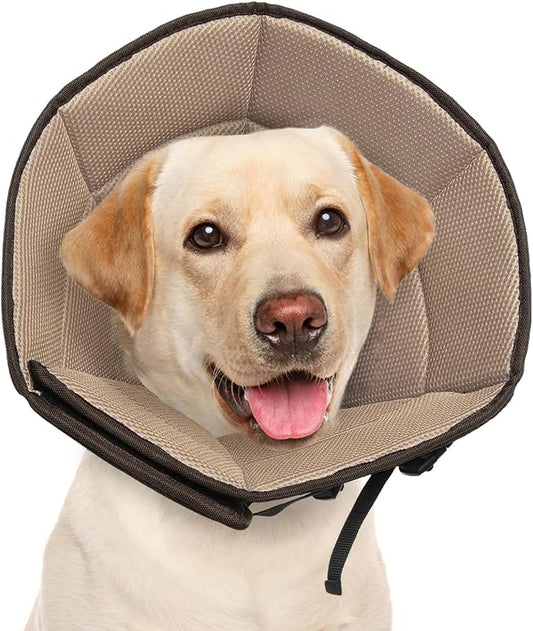 Dog Cone Collar XL, Soft Cones for Large Medium Small Dogs,Adjustable Dog Cone Alternative to Stop Licking, Comfy Elizabethan Collar for After Surgery Wound Healing & Hot Spots Brown-PawvioPets