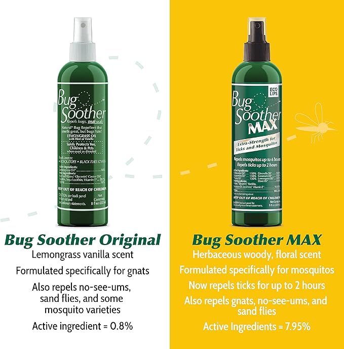 Bug Soother MAX - Natural Gnat, Tick, and Mosquito Repellent, 8 fl oz Bug Spray Deterrent - DEET-Free Safe for Adults and The Environment - Made in USA-PawvioPets