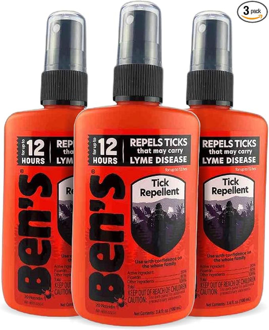 Ben's Tick Repellent - Tick, Mosquito & Insect Repellent Spray for Adults & Children - Bug Spray with 20% Picaridin - Offers 12 Hours of Protection - 3.4 fl oz (Pack of 3-PawvioPets