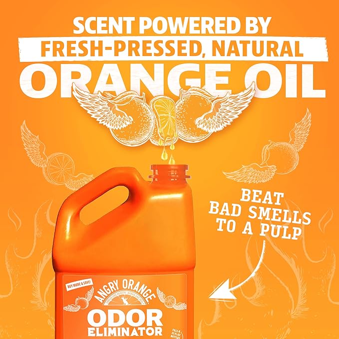Angry Orange Pet Odor Eliminator for Dog and Cat Urine, Carpet Stains, and Strong Smells – Citrus Cleaner with Natural Orange Oil – 1 Gallon-PawvioPets