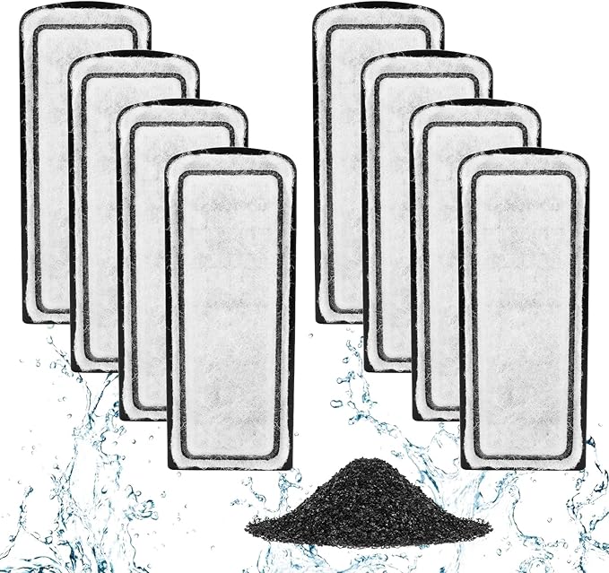 AQQA 8 Packs Aquarium Filter Cartridges with Activated Carbon - Remplacement Fish Tank Filters Cotton-PawvioPets