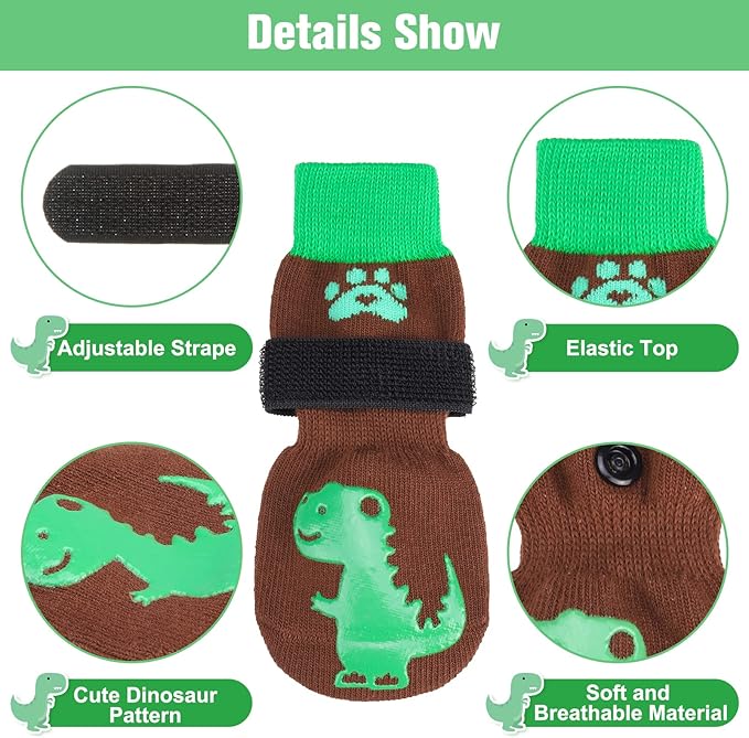 BEAUTYZOO Anti-Slip Dog Socks,Dog Shoes for Hot/Cold Pavement,Paw Protectors with Grips 3 Pairs for Puppy Small Medium Large Senior Old Dogs,Dog Socks to Prevent Licking and Hardwood Floor Protection-PawvioPets