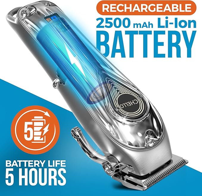 Full Metal Professional Dog Clippers for Grooming, Rechargeable, Low Noise Cordless, Pet Hair Clippers for Large Dogs, Heavy Duty Use with LED Display-PawvioPets