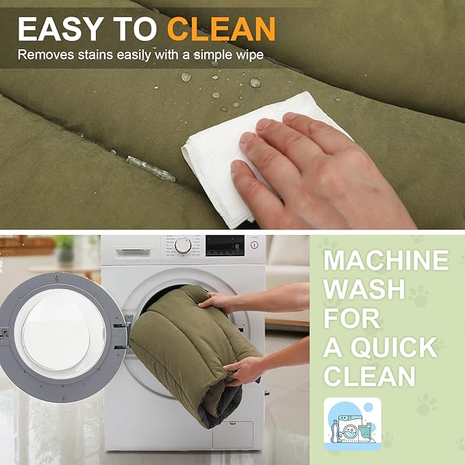 BEAUTYZOO Outdoor Dog Bed Waterproof, Camping Dog Bed Reversible, Portable Travel Bed with Carry Bag- Machine Washable, Durable, Foldable Outdoor Pet Bed Mat for Medium Large Dogs, 35” x 51“ Green-PawvioPets