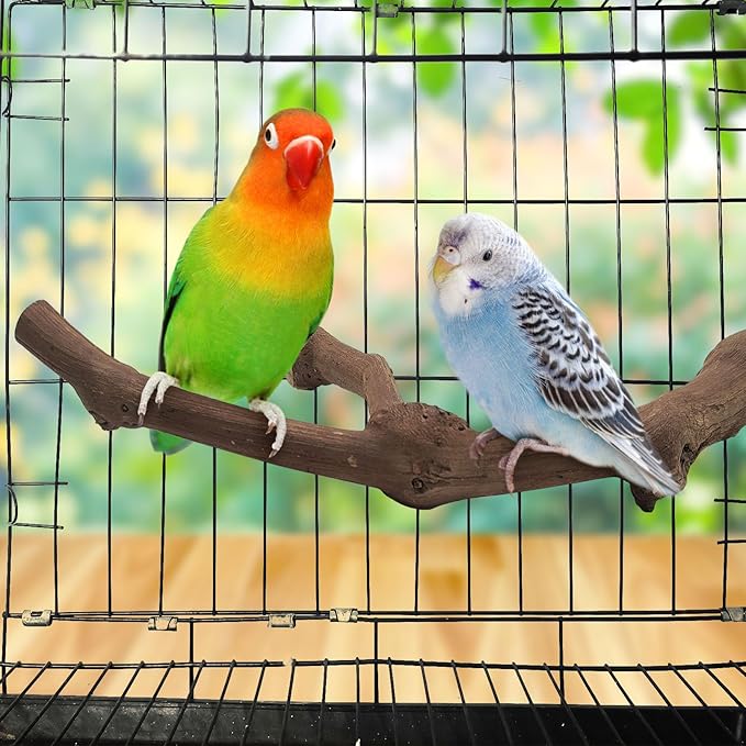 6Pcs Natural Wooden Bird Perch Grape Stick Claw Grinding Fork Bird Perching Branch Claw Grinding Stick Parrot Standing Platform Parrot Cage Chewing Accessories for Parrots Lovebirds Parakeets-PawvioPets