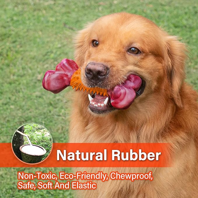 Apasiri Dog Toys for Aggressive Chewers Large Breed 2-Pack: Heavy Duty Chew Toys for Medium Dogs Indestructible Orange Dog Gift with Peanut Butter Flavor-PawvioPets