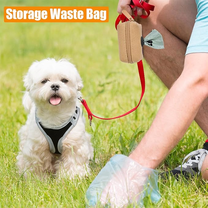 Dog Waste Bag Dispenser Pet Poop Bag Dispenser for Leash Accessory dog Poop Bag Holders Fits Dog Leash Include Hand Free Holder, Khaki, No-KaqiXB-PawvioPets