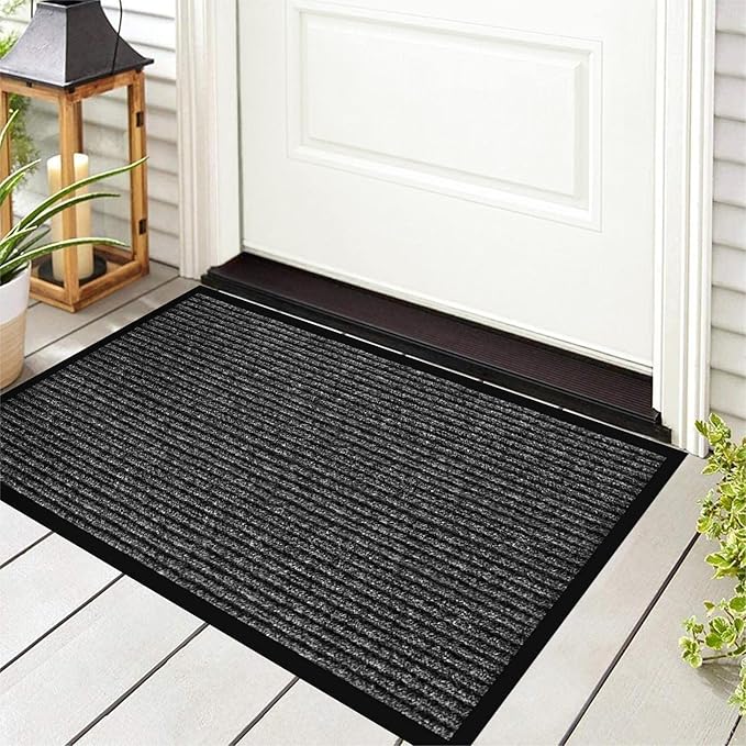 Durable Front Door Mat, Heavy Duty Indoor Outdoor Doormat, 48” x 36” Low Profile Outdoor Mats for Home Entrance, Stain and Fade Resistant Shoe Scraper Mat, Ideal for High Traffic Area-PawvioPets