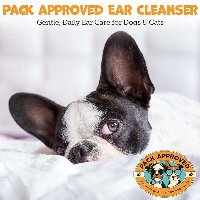 Cat & Dog Ear Cleaning Solution - Helps Remove Wax, Debris, and Dirt - Non-Stinging, Non-Burning Daily Use Formula - Cat & Dog Ear Wash for Itchy Ears - Sweet Pea & Vanilla Scent (8oz)-PawvioPets
