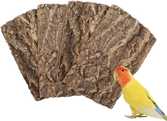 4 Pack Natural Cork Bark Bird Perch Stand, 15.7 × 11.8 inch Parrot Chewing Toys, Birdcage Background Decor Accessories, Bark Toy for Budgie Parakeet Cockatiel Lovebirds Conures Hamster Guinea Pig Rat-PawvioPets
