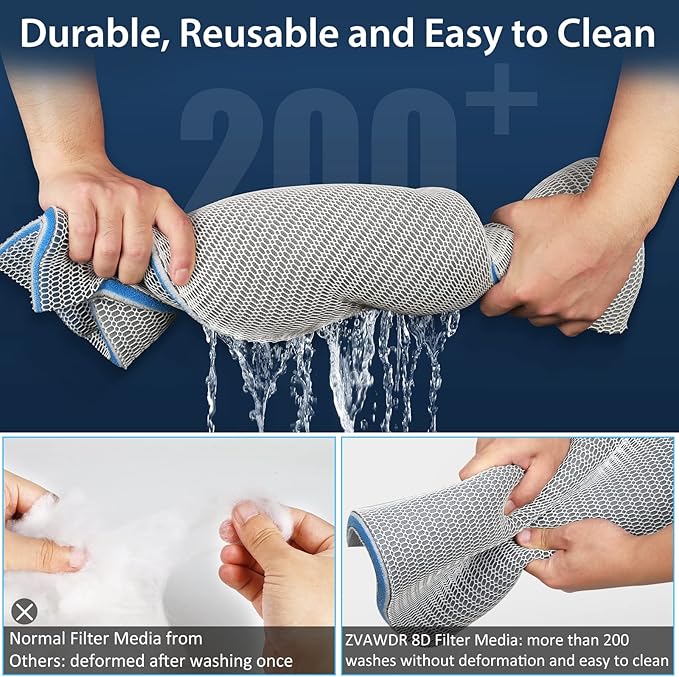 Aquarium Filter Media, Upgraded 8-Layer Filter Sponge Pad for Fish Tank and Pond, Super Filtering Effect, Cut to Fit, Reusable and Washable Aquarium Filter Floss (11.8” x 15.7”)-PawvioPets