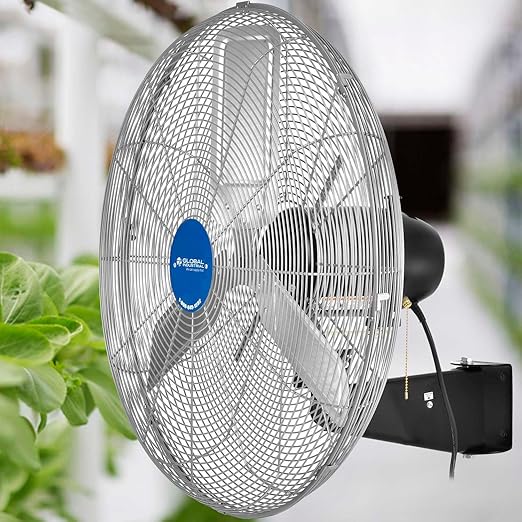 Global Industrial Deluxe Wall Mount Fan, 30" Diameter, Fixed and Oscillating Head, 3 Speed, 10,000 CFM at 1100 RPM, 1/2 HP, Tilting Head, For Indoor Use Only-PawvioPets