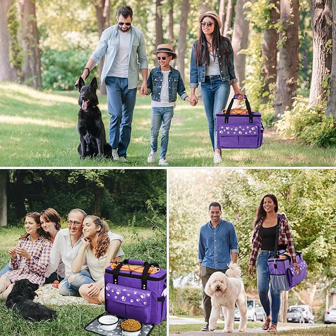 Dog Travel Bag, Airline Approved Dogs Bags for Traveling, 2 Dog 's Food Travel Container and Collapsible Bowls, Weekend Pet Travel Bags (X-Large)-PawvioPets
