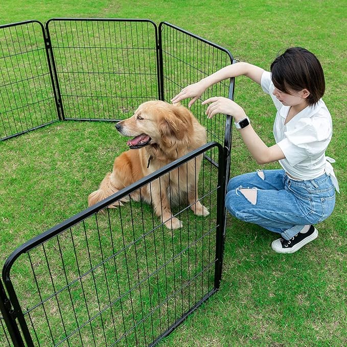 BestPet Dog Playpen Indoor 40 inch 32 Panels Metal Dog Pen Pet Dog Fence Outdoor Exercise Pen with Doors,Pet Puppy Playpen for RV Camping Yard, Black-PawvioPets