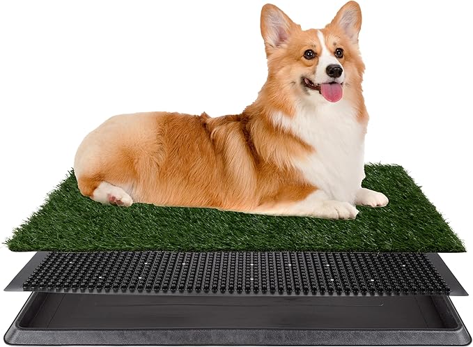 Artificial Grass Puppy Pee Pad for Dogs and Small Pets - 20x25 Reusable 3-Layer Potty Training Pad with Tray - Dog House and Pet Supplies by PETMAKER-PawvioPets