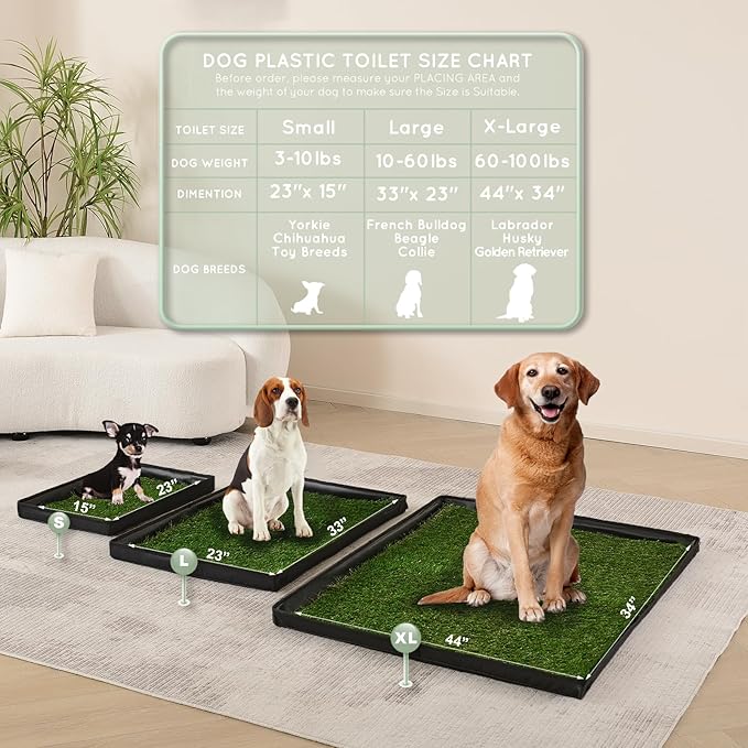 Dog Grass Pad with Foldable Dog Litter Box, Small Liner Base (23”×15”) for Balcony, 2 Artficial Grass Pee Pads for Dogs, Pee Pad Holder, Potty Training-PawvioPets