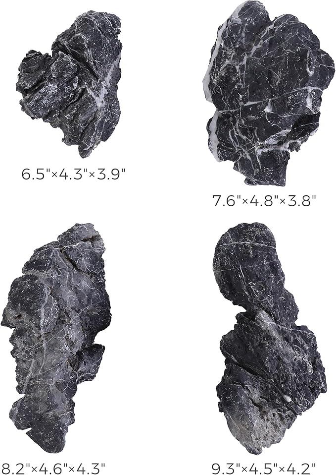 6-8 Inches Natural Seiryu Stone 4 PCS Aquarium Rocks for Aquascaping, Aquarium Landscaping, Terrariums, Fish Tank Decoration, Vivariums, Paludarium, Reptile and Amphibian Enclosures-PawvioPets