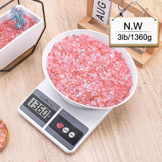 3 Lb Watermelon Tourmaline Quartz Crystal Chips Bulk, 5-7mm Natural Tumbled Crushed Stones Red Healing Crystal Chips Bulk Gemstones for Vase Fillers, Aquarium and Home Decoration-PawvioPets