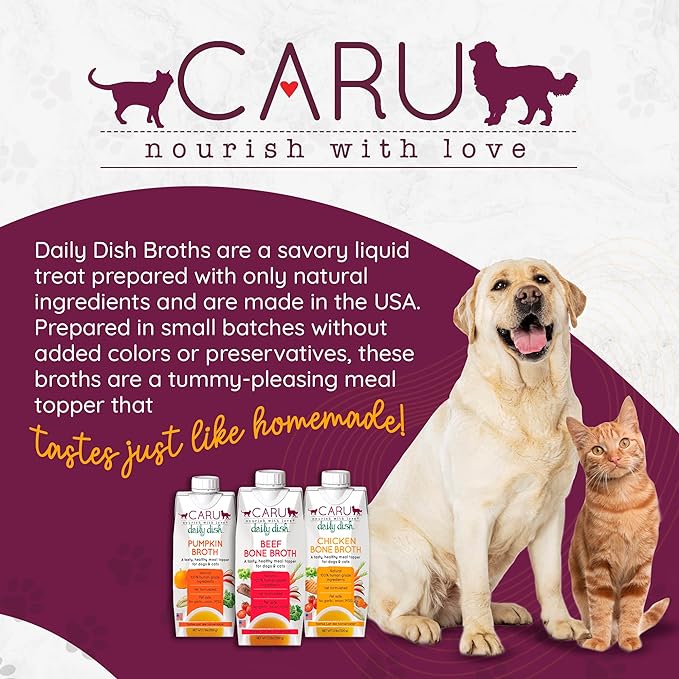 Caru - Daily Dish Pumpkin Broth Meal Topper for Dogs & Cats - Savory Pour-Over Broth - Pack of 3-PawvioPets