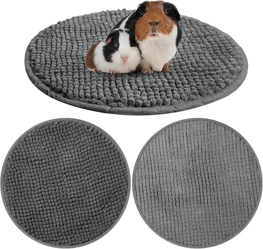 Amylove 4 Pcs Guinea Pig Cage Liner Guinea Pig Bedding Washable Fleece Pee Pads Reusable Small Animals Training Mat Small Animal Sleeping Bed for Bunny Hamster(Dark Gray,Diameter 12 Inch)-PawvioPets