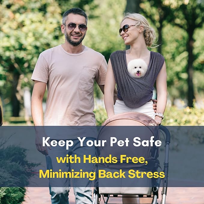 Dog Carriers for Small Dogs, Front Facing Cat Carrier, Hands Free Dog Carrier, Size Adjustable Pet Carrier, Reducing Back Pain, Soft Cotton, Safe Small Dog Carrier (Plus, Charcoal Black)-PawvioPets