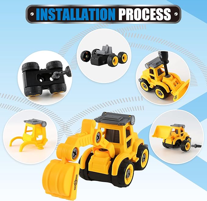 Construction Sandbox with Lid - 4 Vehicles with 1 Conveyor, 8 Castle Molds, 6 Figures & 3lbs Moldable Sand - Preschool Sensory Bin for Fine Motor Skills, Ages 3-6-PawvioPets