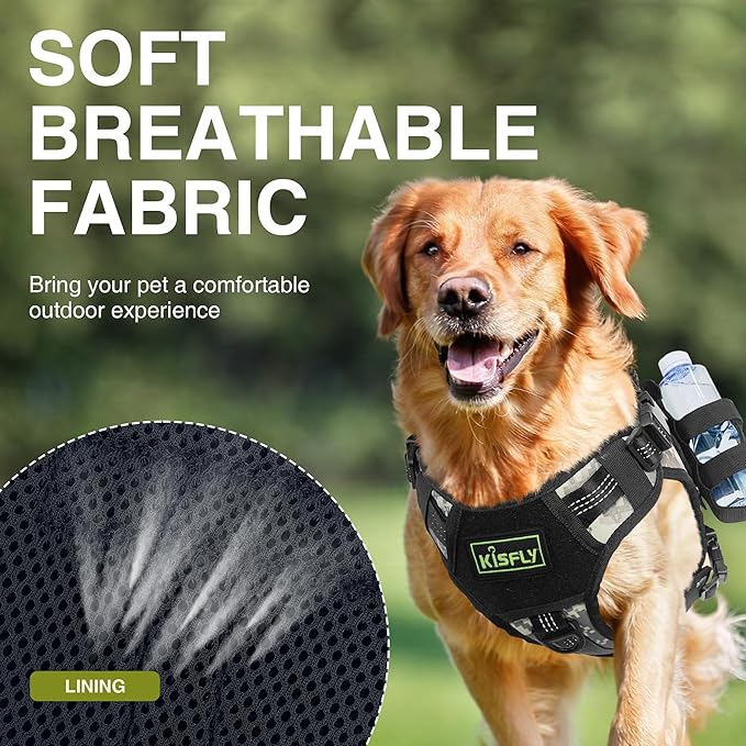Dog Tactical Harness with Reflective Design, Breathable and Adjustable Tactical Dog Vest, No Choke Harness, Military Grade Gear for Training, Hunting, Outdoor Adventures, Camouflage S-PawvioPets