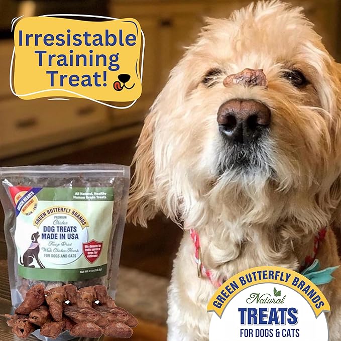 Freeze Dried Chicken Heart Dog Treats Made In USA. All Natural Freeze-Dried Raw Snacks for Dogs and Cats. One Ingredient. High Protein. Heart Health. Irresistible Training Treat-PawvioPets