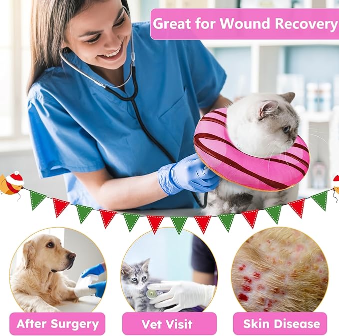 Cat Cone Collar Soft, Cat Recovery Collar for Wound Healing Cute Cat Adjustable Cat Cones to Stop Licking Comfortable Lightweight Neck Elizabethan Collars for Cats Purple-PawvioPets