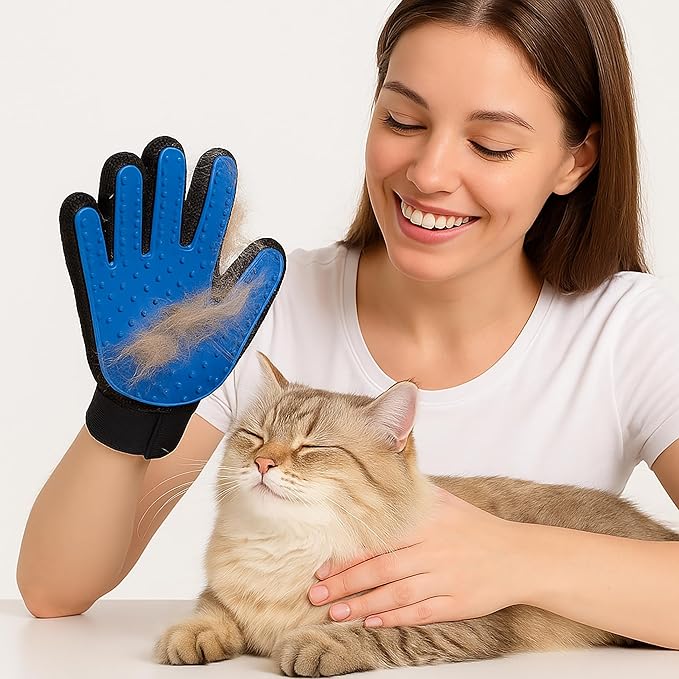 Cat Grooming Glove for Hair Removal – Pet Grooming Glove for Cats – Deshedding Brush Glove for Long Hair Cats – Cat Glove Brush Mitt – Soft Silicone Right Hand Glove – Easy to Clean-PawvioPets