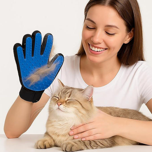 Cat Grooming Glove for Hair Removal – Pet Grooming Glove for Cats – Deshedding Brush Glove for Long Hair Cats – Cat Glove Brush Mitt – Soft Silicone Right Hand Glove – Easy to Clean-PawvioPets