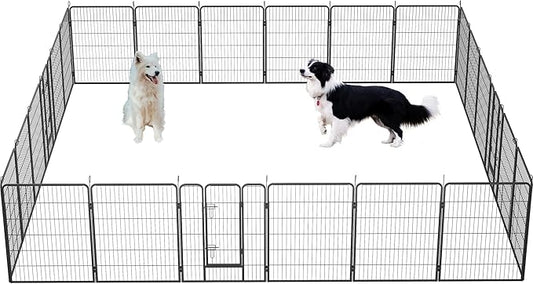 Dog Playpen, Outdoor Dog Fence, 24 Panels, 40" H Dog Pen for Medium/Small Dogs, Heavy Duty Metal Pet Fence with Gate, Portable Dog Fence for RV Camping and Yard (Black)-PawvioPets