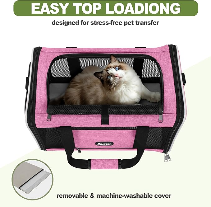 Cat Carrier 18x11x11 Delta Airline Approved, Easy Load Soft Pet Plane Travel Bag 15 pounds, Teacup Dog Crate 12 lbs, Yorkie Kennel Carrying Case, Kitten Toy Poodle Mesh Cage up to 20lbs Pink-PawvioPets