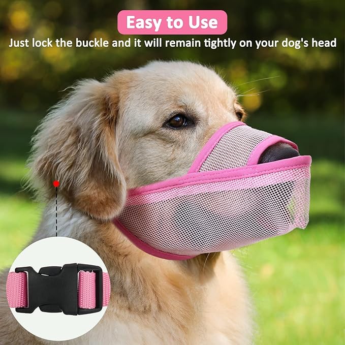 Crazy Felix Nylon Dog Muzzle for Small Medium Large Dogs Dachshund Beagle Poodle Labrador, Air Mesh Breathable and Drinkable Pet Mouth Guard for Anti-Biting Chewing Scavenging(XS, Pink)-PawvioPets