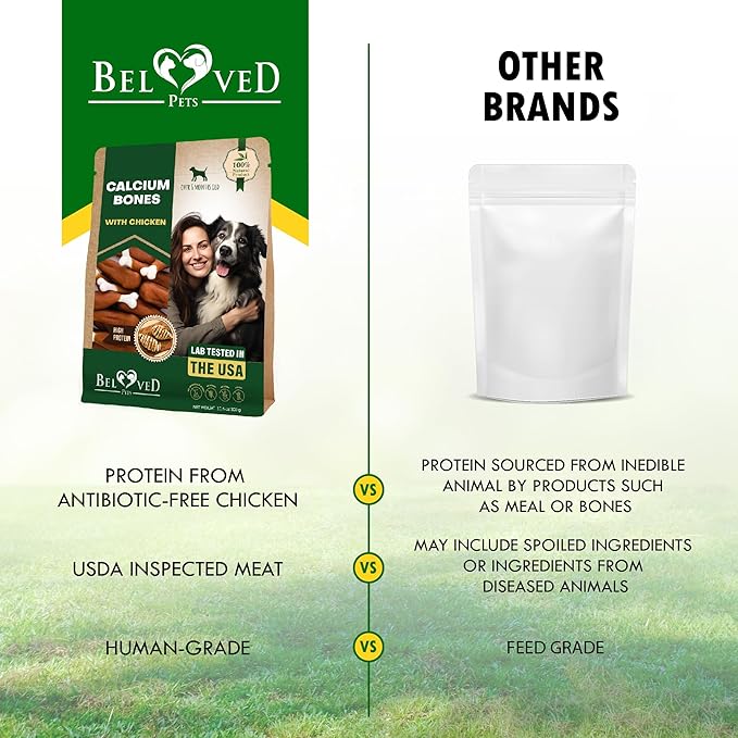 Beloved Pets Dog Treats, Calcium Bones Wrapped Chicken & Rawhide Free Chew 11Oz - Pet Healthy Dried Snacks & Grain Free Meat - Bulk Best Chews for Christmas, Training Small & Large Dogs - Made for USA-PawvioPets
