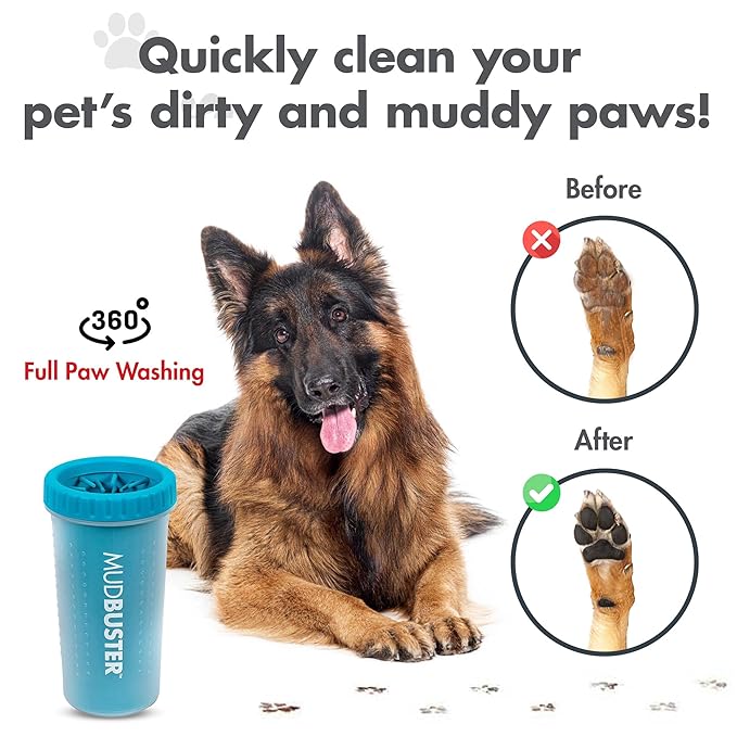 Dexas MudBuster Portable Dog Paw Cleaner, Large, Blue (PW720312)-PawvioPets