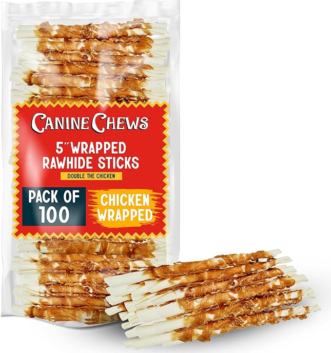 Canine Chews 5" Double Wrapped Chicken Dog Treats - 100 (Pack)-PawvioPets